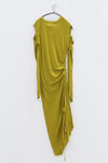 marc le bihan off shoulder pleated dress 2849 E23 ANIS